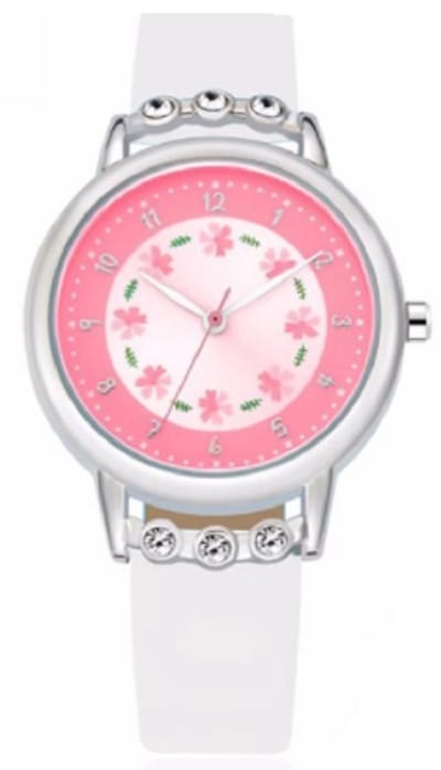 Wit Horloge - meisjes/ meiden - met schitterende steentjes - 30 mm - I-deLuxe verpakking