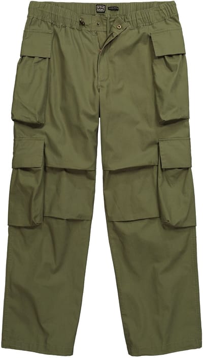 STHUGE - Heren - Cargobroek baggy fit elastische tailleband - Khakigrønn - Maat 70