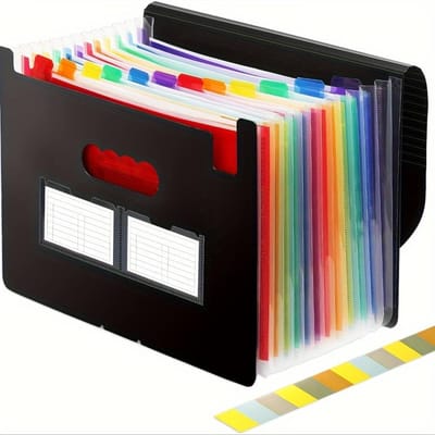 Chemise Accordéon Extensible, 13/24 Poches A4 Format Lettre Organisateur de Documents Portable avec Onglets Colorés