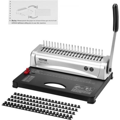 VEVOR Bindmachine, Kambindmachine 21 Gaats Binden 450 Vellen, Boekbindmachine met 100 Stuks 3/8 Inch Kambindruggen, voor Letterformaat, A4, A5