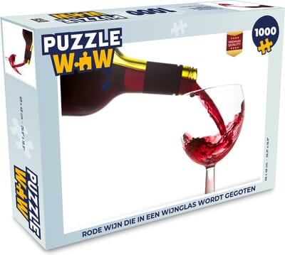 Puzzel Rode wijn die in een wijnglas wordt gegoten - Legpuzzel - Puzzel 1000 stukjes volwassenen