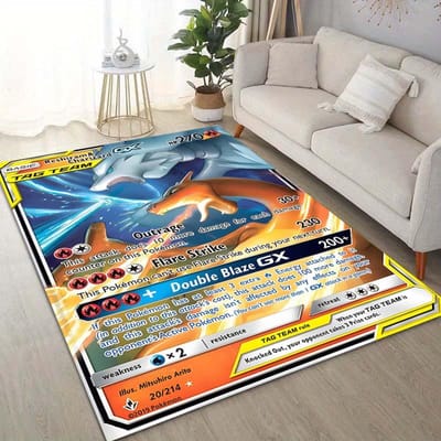 15 Maten Pokémon Kaarten Charizard Print Tapijt voor Woonkamer Slaapkamer Kinderkamer Huisdecoratie Vloerkleed Sofa Garderobemat 40x60cm (16x24in)