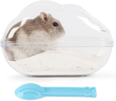 Zandbad voor Hamsters en Knaagdieren - Transparante Badkamer met Schep - Kooi Accessoires voor Cavia's en Gerbils