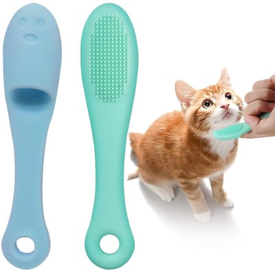 Dailygoods- Tandenborstel Elektrisch - Kattenborstel - Vingerborstel - Siliconen - Huisdier - Geschikt voor Puppies en Kleine Huisdieren - Dierenborstel