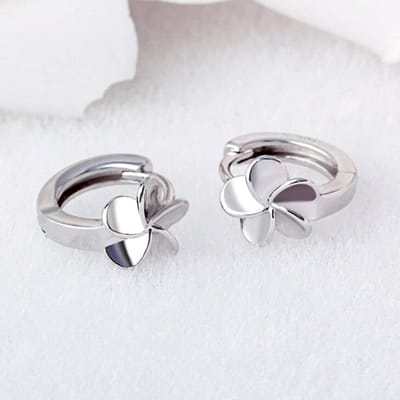 Boucles d'oreilles créoles en argent sterling 925 pour femme, élégantes, piercing, fleur, accessoires de bijoux pour fête, mariage, Eh1327 white