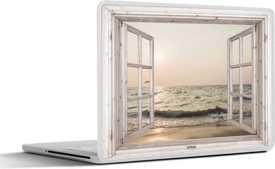 Laptop sticker - 11.6 inch - Doorkijk - Strand - Zee - 30x21cm - Laptopstickers - Laptop skin - Cover