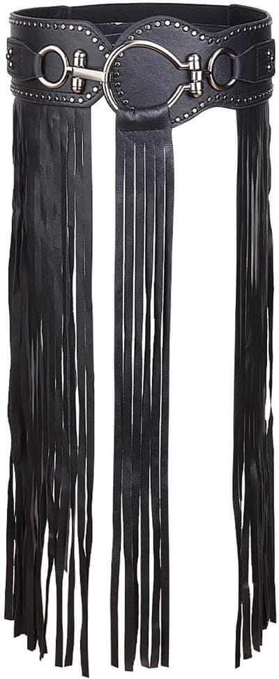 Dailygoody - Pompon Riem - Elastisch en Verstelbaar - Zwart - Boho Riem - Geschikt voor Halloween Party - Vintage Punk Stijl