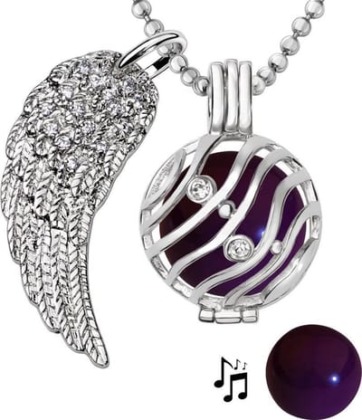 Engelenroeper 18mm Bolhouder met Ketting 90cm en Bolletje - Dames - Zilverkleurig Golven - EBS18072