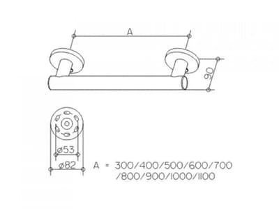 KEUCO PLAN Care grijporail, 482 mm, horizontale of verticale montage, 34901010400