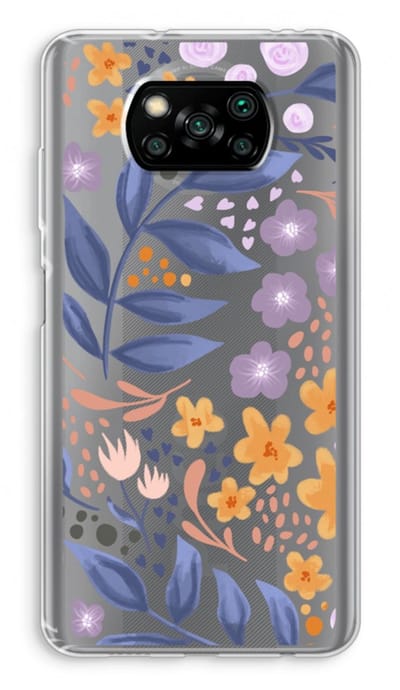 Case Company® - Hoesje geschikt voor Poco X3 Pro hoesje - Flowers with blue leaves - Soft Cover Telefoonhoesje - Bescherming aan alle Kanten en Schermrand