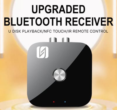 Ferfito Bluetooth 5.3 Ontvanger met NFC & Afstandsbediening – Sterk Signaal, Draadloze Audioadapter met RCA/AUX Uitgang, USB-afspeelfunctie – Audio Receiver- Geschikt voor Versterkers & Stereosystemen