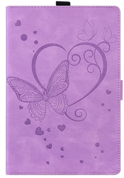 Luxe Bescherm-Etui Hoes Map geschikt voor Samsung Galaxy Tab A9 - A11 - 8.7" - Hart en Vlinder - Paars