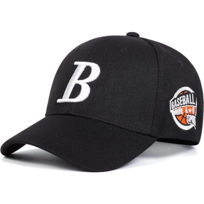 Unisex B Letter Borduurwerk Zijkant Basketbal Honkbal Petten Lente Herfst Buiten Verstelbaar Casual Petten Zonbescherming Pet Sportpet black