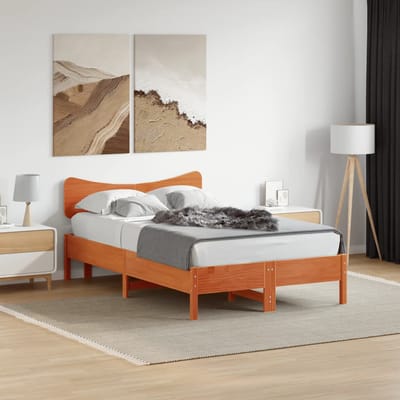 vidaXL - Hoofdbord - 135 - cm - massief - grenenhout - wasbruin