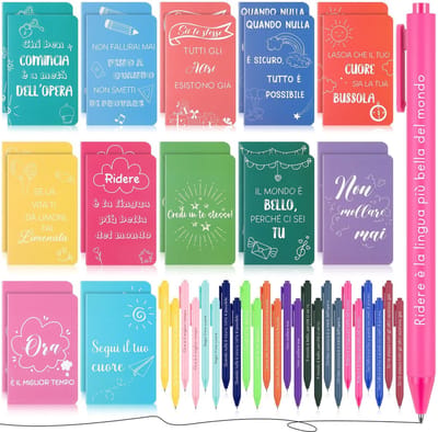 Dailygoods - Set van 24 Inspirerende Notitieboeken en Pennen voor Kantoor en School