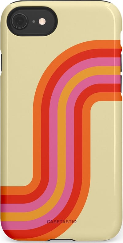 Casetastic hoesje geschikt voor Apple iPhone SE / Apple iPhone 7 / Apple iPhone 8 - Dubbellaagse bescherming - Retro bocht - Fashion Case - Zand Rood Oranje Roze
