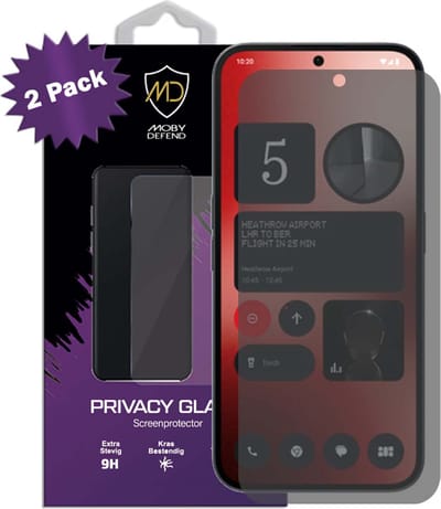 2-Pack MobyDefend Screenprotectors - Geschikt voor Nothing Phone (2a) / Nothing Phone (2a) Plus - HD Privacy Glass Screensavers