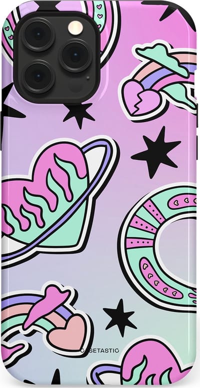 Casetastic Hoesje Geschikt voor Apple iPhone 12 Pro Max Magsafe - Stijlvolle Beschermende Duo-layer Case - Paarse Droomwereld