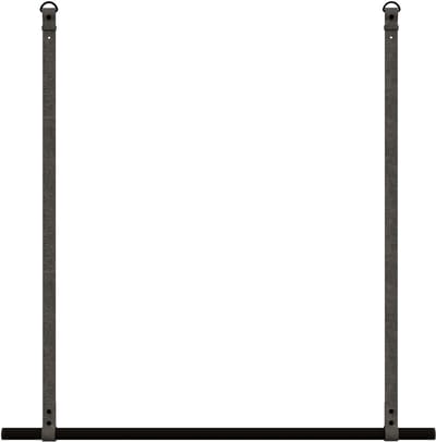 Kapstok/ kledingrek 100cm - aan leren banden - Handles and more® | V GREY - stang: zwart metaal