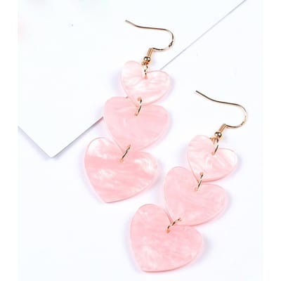Geometrische Maat Tandem Liefde Schattige Schelp Oorbellen Lange Eenvoudige Roze Liefde Oorbellen white