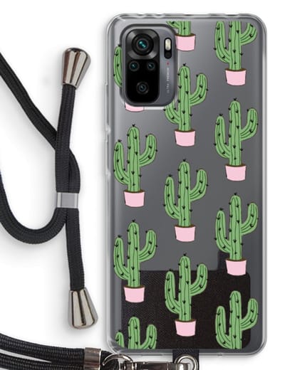 Case Company® - Hoesje met koord geschikt voor Xiaomi Redmi Note 10 Pro hoesje met Koord - Cactus Lover - Telefoonhoesje met Zwart Koord - Bescherming aan alle Kanten en Over de Schermrand