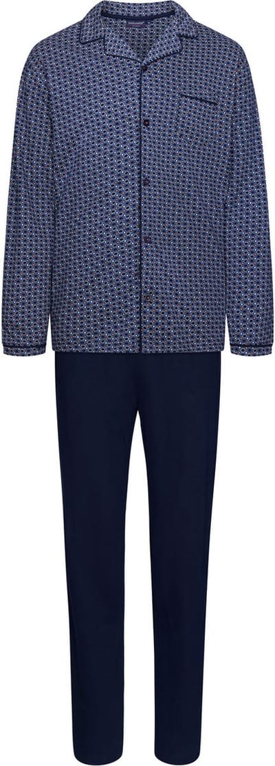 Katoenen heren doorknooppyjama Pastunette - Blauw - Maat - XXXL