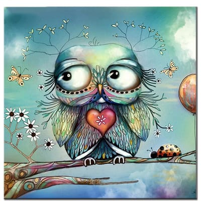 Diamant schilderij uil volledige ronde diamant borduurwerk cartoon foto's van strass woondecoratie 30x30CM black