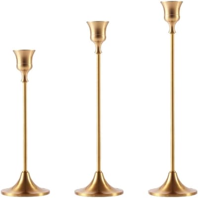 Kandelaars Set - Kaarsen houders - Diner decoratie - Metalen ontwerp - 3 Delig - Messing