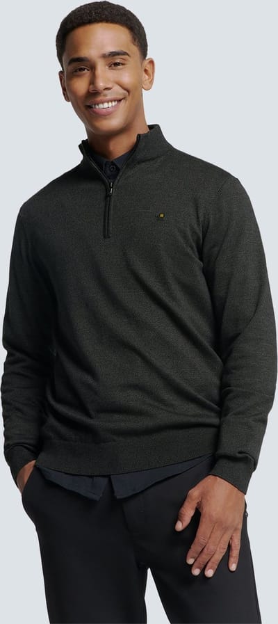 No Excess Pullover half zip 2 coloured melang dark grey