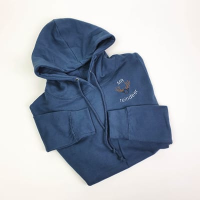 Kersttrui - Rendier - Kersttrui heren - Kerstcadeau - Wintertrui - Hoodie heren - Mr Reindeer - Donkerblauw L