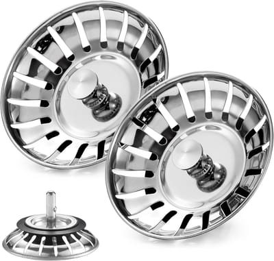 Vervangende Plug en Strainer voor Keukenafvoer, RVS, 79/80 mm, Afvoerstopper, Haarvanger, Keukenaccessoires