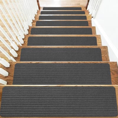 HEZIVO® Trapmatten Set - Trapbekleding - Zelfklevend - 15 Stuks - Anti Slip - Donkergrijs - 55 x 22 cm
