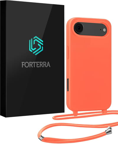 Hoesje Geschikt voor iPhone Air Case Siliconen Hoes Met Koord - Hoes Geschikt voor iPhone Air Met Telefoonkoord Hoesje Backcover - Papaya
