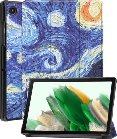Hoes - Geschikt voor Samsung Galaxy Tab A8 - Dun & Stevig - Trifold Bookcase - Hard Cover - Hardcover Book Case - Tablet Hoesje - Sterrenhemel