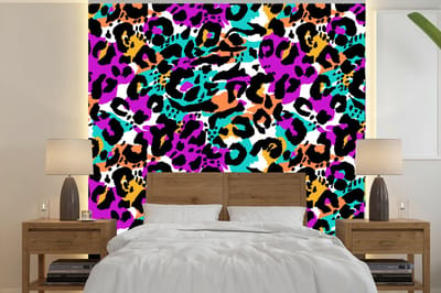 Behang - Fotobehang Regenboog - Panter - Patronen - Breedte 240 cm x hoogte 240 cm