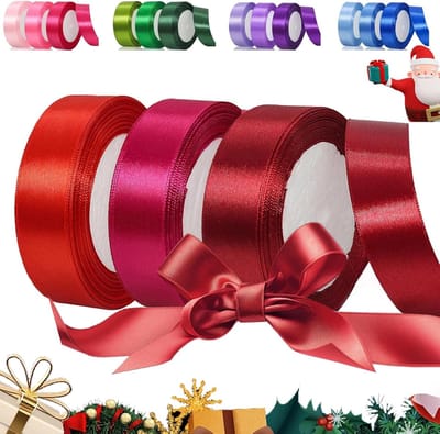 Satijnen lint, rood, 25 mm, cadeaulint, breed, lint om te verpakken, decoratielint voor geschenkverpakking, knutselwerk, verjaardag en bruiloftsdecoratie, 22 m/rol, rood