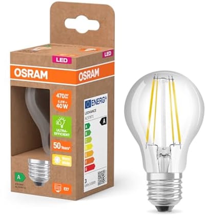 Energiezuinige LED-lamp met gloeidraad in klassieke vorm, E27, 470 lumen