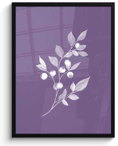 Poster in lijst - Fotolijst 50x70 cm - Posters - Tak - Sierlijk - Bladeren - Minimalistisch - Posterlijst zwart - Decoratie - Wanddecoratie woonkamer - Muurdecoratie slaapkamer