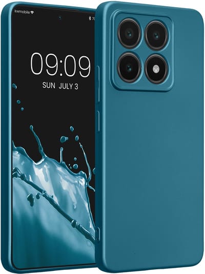 kwmobile metallic telefoonhoesje van TPU - geschikt voor Xiaomi 14T - Flexible case voor smartphone - In Metallic carabisch blauw