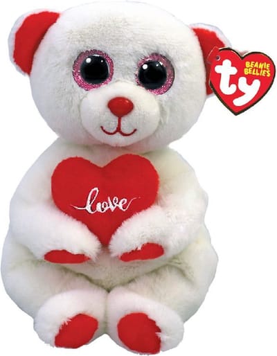TY Beanie Babies Bellies Knuffelbeer Desi met Hart 15 cm