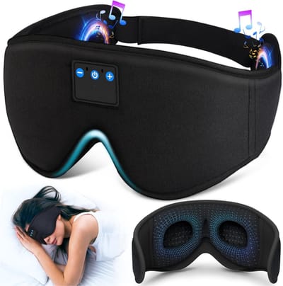 SNJY® Slaapmasker Bluetooth - Oogmasker Slaap - Slaapmasker Voor Mannen en Vrouwen - 3D Ontwerp - Zwart
