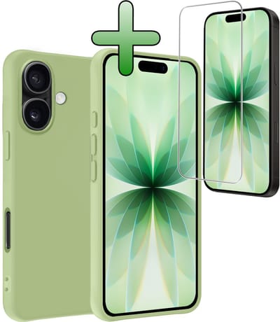 Hoesje Met Screenprotector - Geschikt voor Apple iPhone 17 - Sterk & Shockproof - Back Cover - Siliconen Case - Telefoon Hoes - Groen