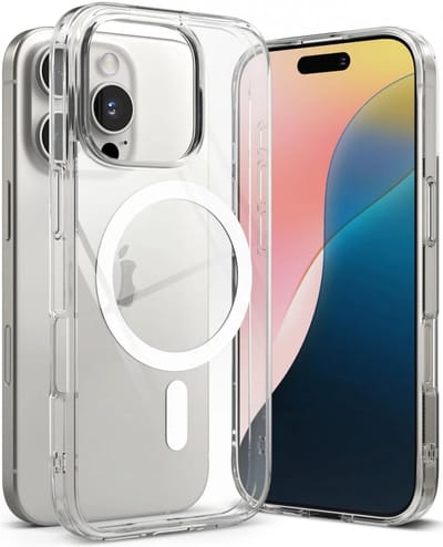 Ringke Fusion Magnetic | Hoesje Geschikt voor Apple iPhone 16 Pro | Compatibel met MagSafe | Back Cover met Militaire Standaard | Transparant