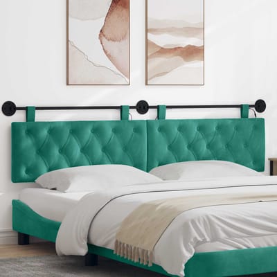 vidaXL - Hangend - hoofdbord - Met - LED-verlichting - Turquoise - Fluweel