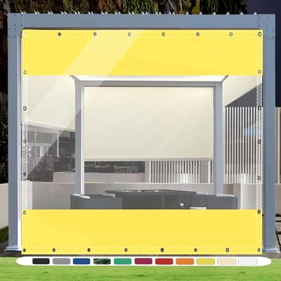Buiten Gordijn - Terras Zeil - Bescherming Tegen Weer - Verdikkingsmiddel PVC - 4x5m - Geel
