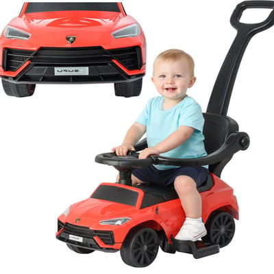 COIL Loopauto Lamborghini URUS – 3-in-1 Kinder Loopauto met Duwstang - Baby Loopwagen met Stuur - vanaf 1 jaar - Rood