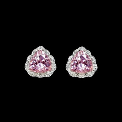 Victoria Valenza 925 Sterling Zilveren Oorbellen met Roze Zirkonia Stenen - Oorknoppen - 925 sterling zilver - Zilverkleurig - Zirkonia