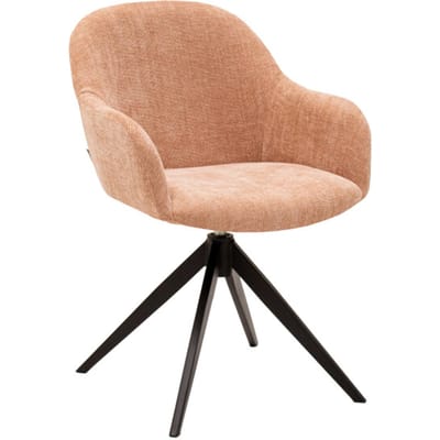 KICK® MATT Draaibare Eetkamerstoel – 360° Auto-Return – Met Armleuningen – Textuurstof – Roze