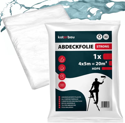KOTARBAU® Afdekfolie Set, Polyethyleen, 4 x 5 m, Transparant, Schilderfolie Sterk Herbruikbaar, Afdekfolie Voor Binnen En Buiten, Beschermfolie Grote Oppervlakken