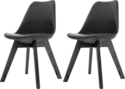 Essence Madera Eetkamerstoel zwart - Zwart onderstel - Set van 2